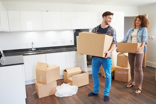 Securely packed boxes and moving supplies for Greenwich home and office relocation