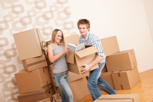 Organized boxes and furniture stored safely in Greenwich unit